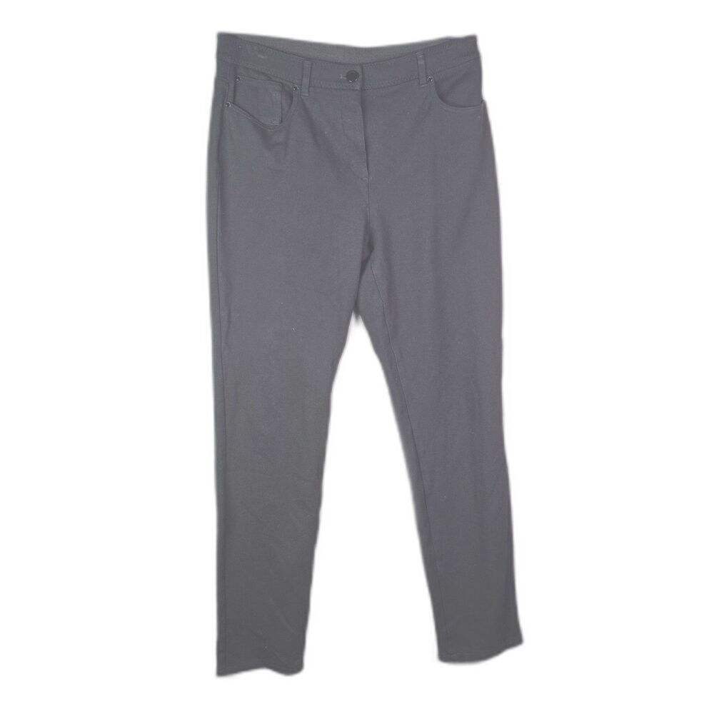 Chicos So Slimming Pants Size 1 Black Straight Leg Stretch Zip Front